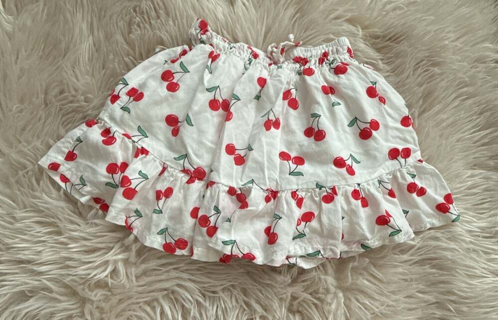 FabKids Cherry Print Ruffle Skirt Size S 6/7